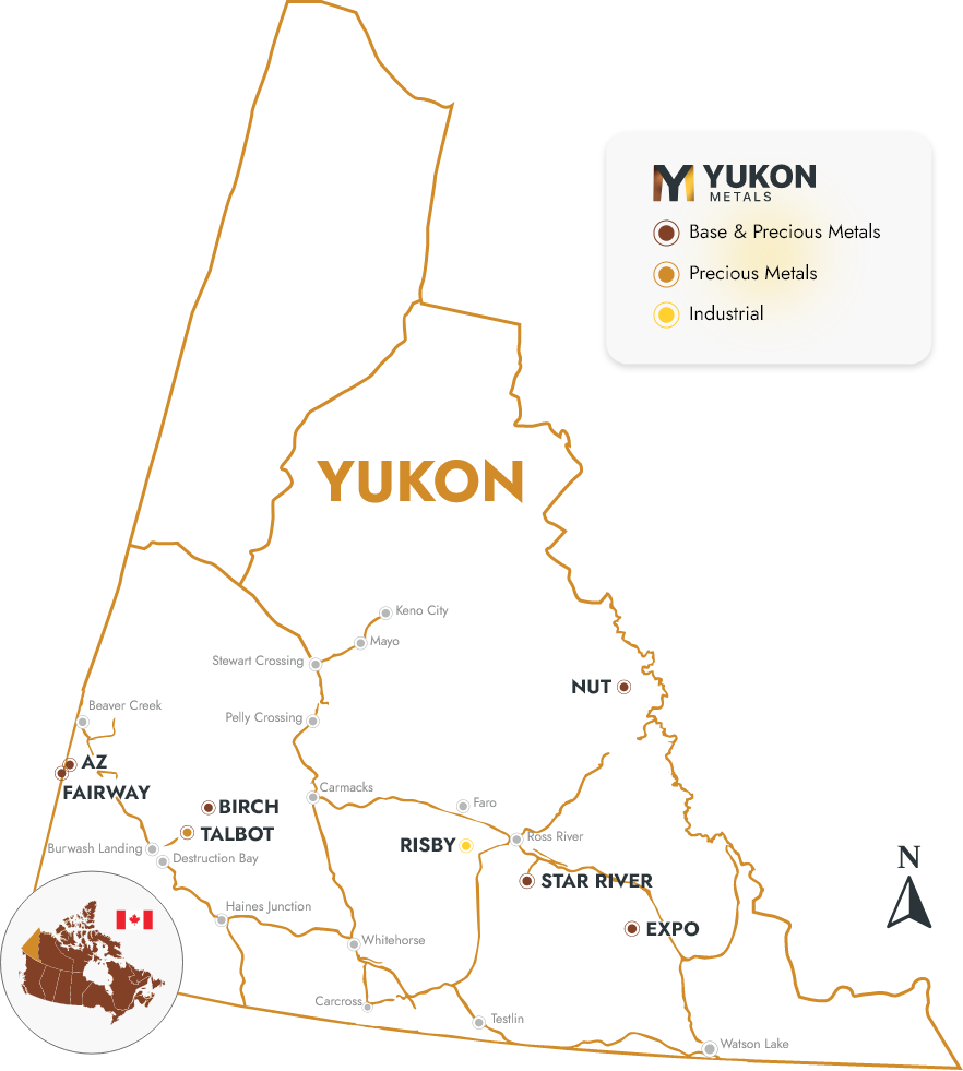 Map of Yukon Metals project locations.
