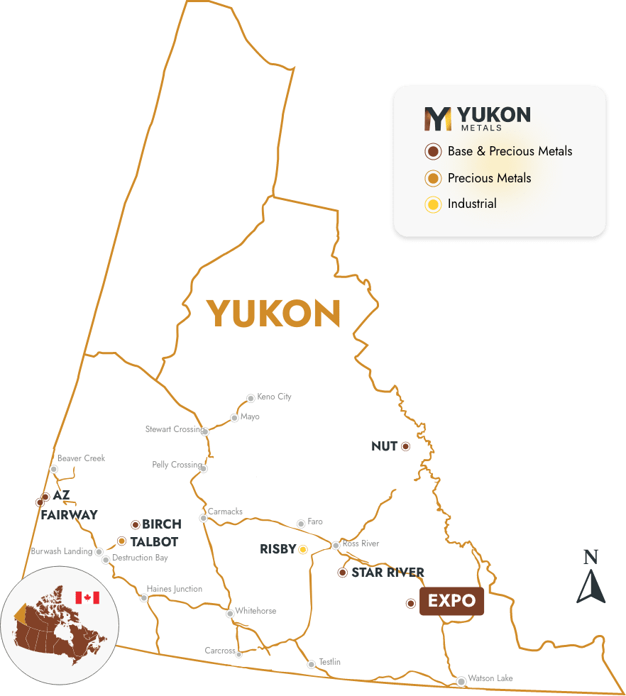 Map of Yukon highlighting the Expo project